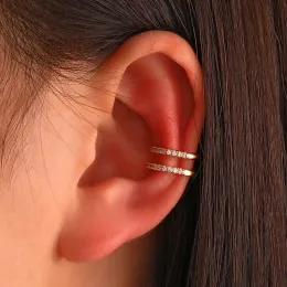 Küpe Yeni Gümüş Renk Zirkon Kulak Kuff Ear Clip Kadınlar İçin Delmiş Geometrik Earcuff Sargı Rhinestone Earcuff Clips Takı