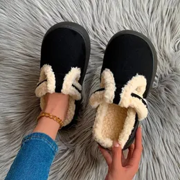 Pantofole donne invernali in cotone caldo slittamento piattaforma con infradito 2024 peluche scarpe da esterno da donna zapatos de mujer1