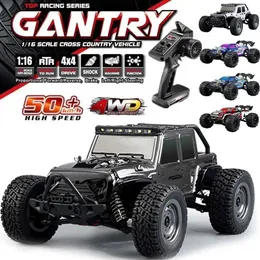 Samochód elektryczny/RC 4WD RC z LED Lights 2.4G RADOWY CONTALNY SAMOCHODY BUGGY Off-Road Controls Toys dla dzieci 1 16 50 km/h 240424