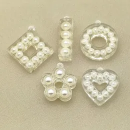 Necklaces NEW ARRIVAL! 30pcs Clear Built in imitation pearl Beads For Handmade Necklace Earrings DIY Parts Jewelry Findings&Components