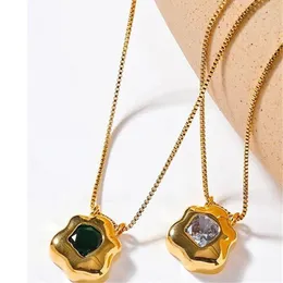 Pendant Necklaces Punk Personality Rock Geometric Irregular Zircon Necklace Stainless Steel Rhinestone Flower Shape Neck Choker Jewelry