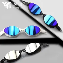 Xunyou Men Women Swim Glases Competity Silica Gel Swimming Goggles Plating Anti-Fog Race Pool Association accessories Wholesale 240415