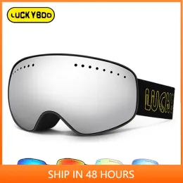 Eyewear Luckyboo Kids Kayak Snowboard Gözlük Gözlük Goggles çift katmanlı antifog erkek kız küresel lens büyük kar kayak gözlük