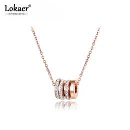 Halsketten Lokaer Klassische Kubikzirkonia -Kreis Chokers Halsketten Pave -Setting Strassgoldfarbe Edelstahl Weibliche Schmuck N18028