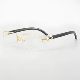 Handmadehigh-end Half Frame Ox Horn Glasses Frame Mens and Womens Business Big Face Ultra Light Spring Leg With Myopia Glass 240410