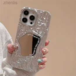 Mobiltelefonfodral Luxury Special Rock Pattern Mirror Phone Case för iPhone 15 14 13 12 Pro Max 11 X S XR 7 8 Plus Se Stylish Protective Soft Cover D240424