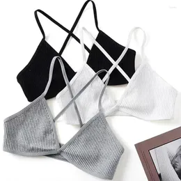 Roupa de ioga Mulheres de sutiã de Bra Deep-V Sexy Triângulo Fino Bralette Back Tops Mergulhe Tubo de Roupa Tube Top Top Feminino Lingerie Breatível