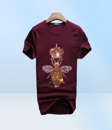 Мужские роскошные алмазные дизайнерские пчелиные футболка мода футболка мужские