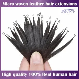 Экспрессии JSNME Micro Feather New Hair Extensions 100% настоящий естественный комфорт для волос.