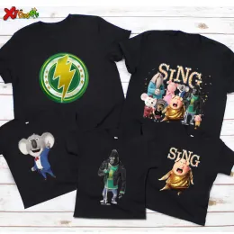 Tool Sing Family Shirt Movie Film Cosplay koszula śmieszne koszule zaśpiewaj dzieci dorosłych T -koszulka Rodzina pasująca do strojów pasująca para