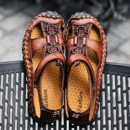 CUNGEL MEN SANDALS أصلي من الصنادل الجلدية الصيف أحذية عارضة رومانية صندل شاطئ صندل دي هومبر دي كويرو 240415