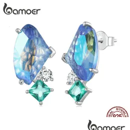 Charm 925 Серьмы стерлинга Серьмы с велосипедом Gemstone Mint Green Square Циркон подвеска для женщин.