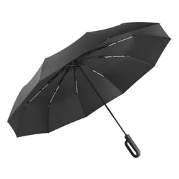 new Reinforce Ring Clasp Fully Automatic Umbrella Men Women 10 Double Bone Large Folding Windproof Strong Waterproof Sturdy Umbrella for