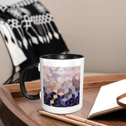 Becher grau Gradienten Geometrisches Netzmuster graue Kaffee Küche Komfortable Keramik -Becher -Accessoires für Zuhause