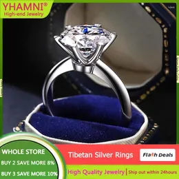 Bröllopsringar Yhamni Luxury White Gold Color High Quality Cubic Zircon Band Original Tibetan Silver Women Proposal smycken