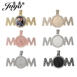 Componentes 30pcs "Mom" Base Pingente Base Diamante Roleteira Bolsa de 25mm Circlamento Circular Charms de Bandeja para Acessórios para Jóias DIY Gifas Mulheres Presentes