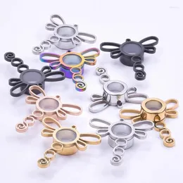 Pendant Necklaces 10Pcs/Lot Stainless Steel Gothic Animal Dragonfly Twist Memory Medallion Jewelry Diy Floating Living Picture Breloque