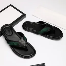 Summer Fashion Designer High Quality Black Green Splice Beach Flip Flops For Man and Women Leather Comfort Comant Casual Soft-Soled Flat Heel Slippers DD0417G 38-45 6