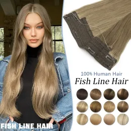 人間のヘアエクステンシングフィッシュラインクリスタルエラスティックラインヘアピースのハイライトハローラインレミーヘア女性の髪