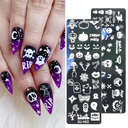 Art Cartoon Halloween Nail Art Art Plates Anime Skull Ghost Pumpkin Image Design Diy Polish Stencil Templates Supplies Supplies