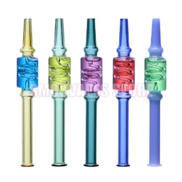 Smoking Colorful Freezable Glass Pipes Liquid Filling Filter Coil Handpipes Cigarette Holder Bubbler Dabber Tips Portable Waterpipe Oil Rigs Straw Hand Tube DHL
