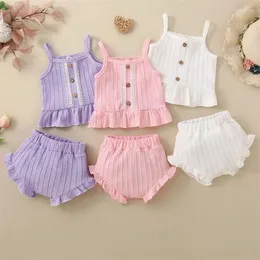 Conjuntos de roupas nascidos definido conjunto de menina sem mangas renda de renda colorido de cor sólida pp shorts princesa casual roupas de roupa