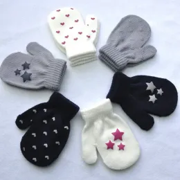 Accessories Cute Star Baby Gloves Winter Warm Kids Antigrasping Glove Bag Cover Cartoon Heart Toddler Girl Boy Full Finger Mittens