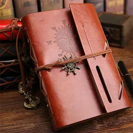 Retro Notebook Traveler Diary Leather Soft Cover Liten storlek 13x9cm utbytbar Kraft Paper Inner Notebooks Notepad 240420