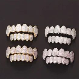 Hip Hop Gold Halloween Unissex Ambiental Ambiental Copper Micro Inlaid Zircon Stone Cool Dentes personalizados Conjunto