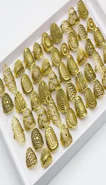 20 pcslot vintage rzeźbione opaski kwiatowe Pierścień Mix Style Starożytne złote kolory zagłębienia całe biżuterię Prezenty 3744996