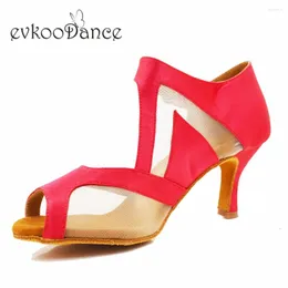 Sapatos de dança Evkoodance Tamanho US4-12 Cetina Latina Red Mesh Diy Altura 7cm Mulheres Profissionais Evkoo-610 Dança