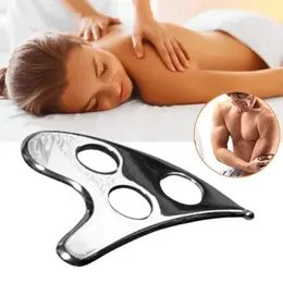 Raschietto in acciaio con sacca di velluto nero sottile body body body rilascia massaggio per alleviare il coltello a base di fascia allentante