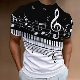 Herren T-Shirts Retro Herren T-Shirt 3D Music Notes Printed Men Clothing täglich lässige Kurzarm Street Designer T-Shirts Top Lose übergroße Hemdl24425