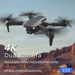 드론 E88 Pro Drone 4K Profesional HD 듀얼 카메라 RC 비행기 Hight 홀드 모드 접이식 암 광각 카메라 비행기 장난감 헬리콥터