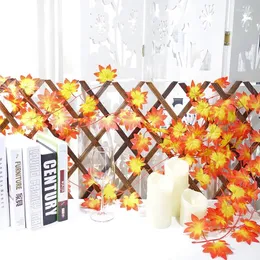 Decorative Flowers Windowill Autumn Leaves Garland Fall Maple Vine Fake Foliage Rattan Home Garden Balcony Decoration Wall Decor Silk Vines