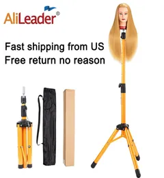 Alileader Golden Color Alluminio Lega Mannequin Training Wig Teste Tripode Tripode Wig Wig Stands Clamp CX2007166853871