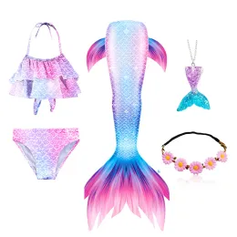 Swimwear Baby Girls Swimsuit 3pcs Mermaid Tails Swimwear for Kids Toddler Bikini Set Cartoon Infant Bathing Suit 3 4 6 8 10 Years