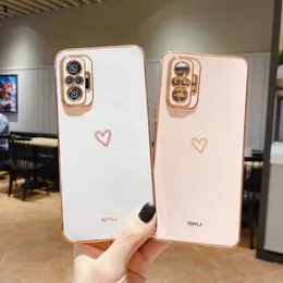 Mobilfunkkoffer Square Plating Love Heart Silicon Phone Hülle für Mi Redmi Note 10 Pro max 4g 5g 10s Redminote10 NOTO10PRO REDMI10 10c Cover 240423