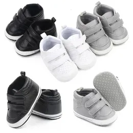0-18M Baby Shoes Boy Born Infant Toddler Disual Comfor Cotton Sole Anti-slip Pu Leather First Walkers First Crawl Crib Shoes 240420