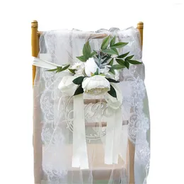 Flores decorativas Decoração de casamento artificial Flor de cadeira de seda para banquetes casamentos de cena arranjo estilo floresta romântico com