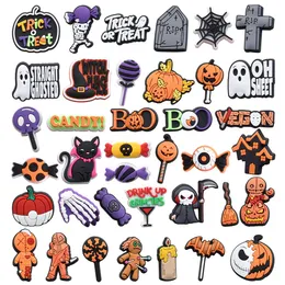 halloween trick treat ghost Anime charms wholesale childhood memories funny gift cartoon charms shoe accessories pvc decoration buckle soft rubber clog charms