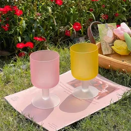 Vinglasögon Medeltida Frosted Glass Cocktail Creative Scrub Sunset Cherry Blossom Water Cups färgad Champagne Goblet Par Cup