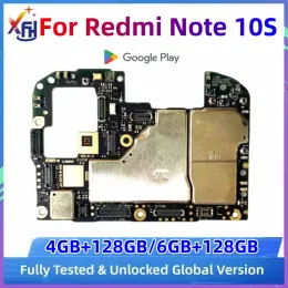 Camis Original Desbloqueou placas -mãe para Xiaomi Redmi Note 10s Prainboard Ministro com chips de chips completos 128 GB Global Vesion