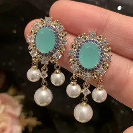 Stud Drop Earring for Women 925 Silver Needle Created Gemstone Pearl Fine Jewelry Fashion Party Dangle Ear Accessories 240422