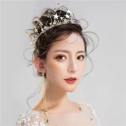 Clipes de cabelo barroco de bronze bronze azul de cristal de noiva coroa shinestone concurso diadema véu tiara tiara tiars acessórios de casamento