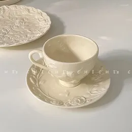 Canecas Cup Plate Plato Vintage Cerâmica Relevo Dim Sum Coffee Flower Tarde Tea Restaurante