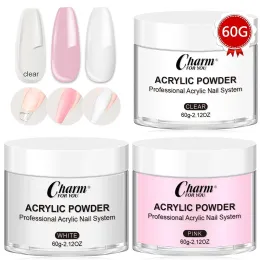 Líquidos 60/20g acrílico em pó de unhas clara rosa branco profissional de escultura polímero de cristal para arte de unhas para ferramentas de decoração de manicure