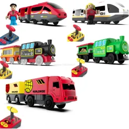 Bilar nya RC -tåg järnvägstillbehör fjärrkontroll elektrisk tåg magnetisk järnvägsbil passform för alla märken tågspår leksaker för barn