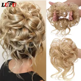 Chignon chignon lupu syntetiska hårbulle band blond svart rörigt lockigt chignon donut updo scrunchies falska hårstycken för kvinnor hår exten