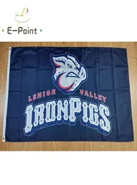 Milb Lehigh Valley Ironpigs 플래그 35ft 90cm150cm 폴리 에스테르 배너 장식 홈 정원 축제 선물 7497417